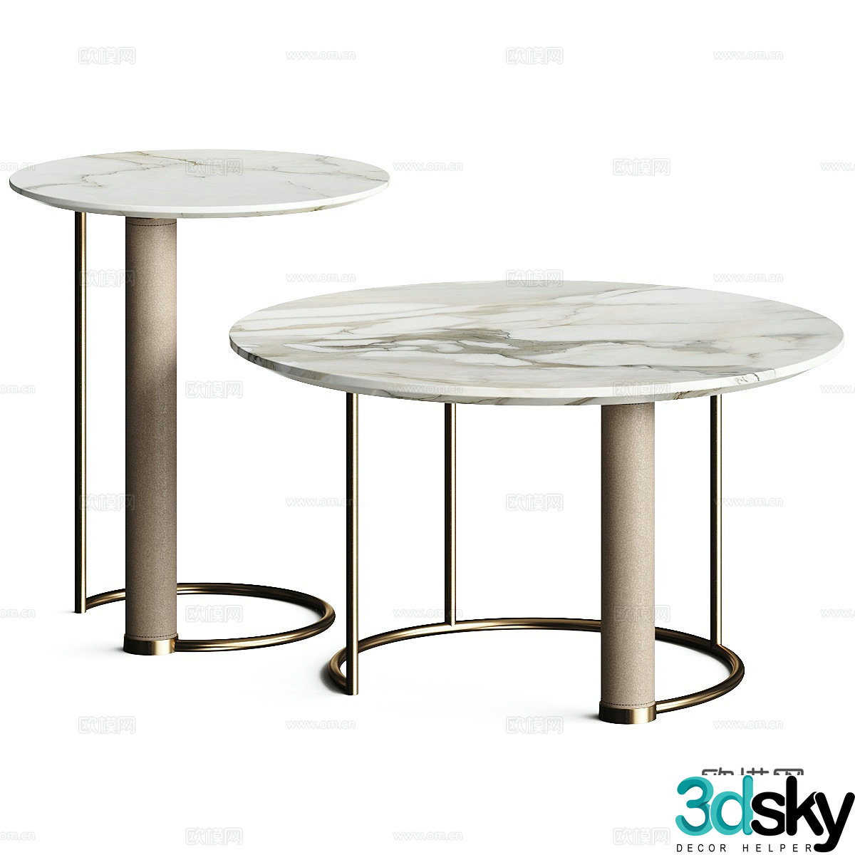 Modern Italian light luxury marble coffee table 3D model