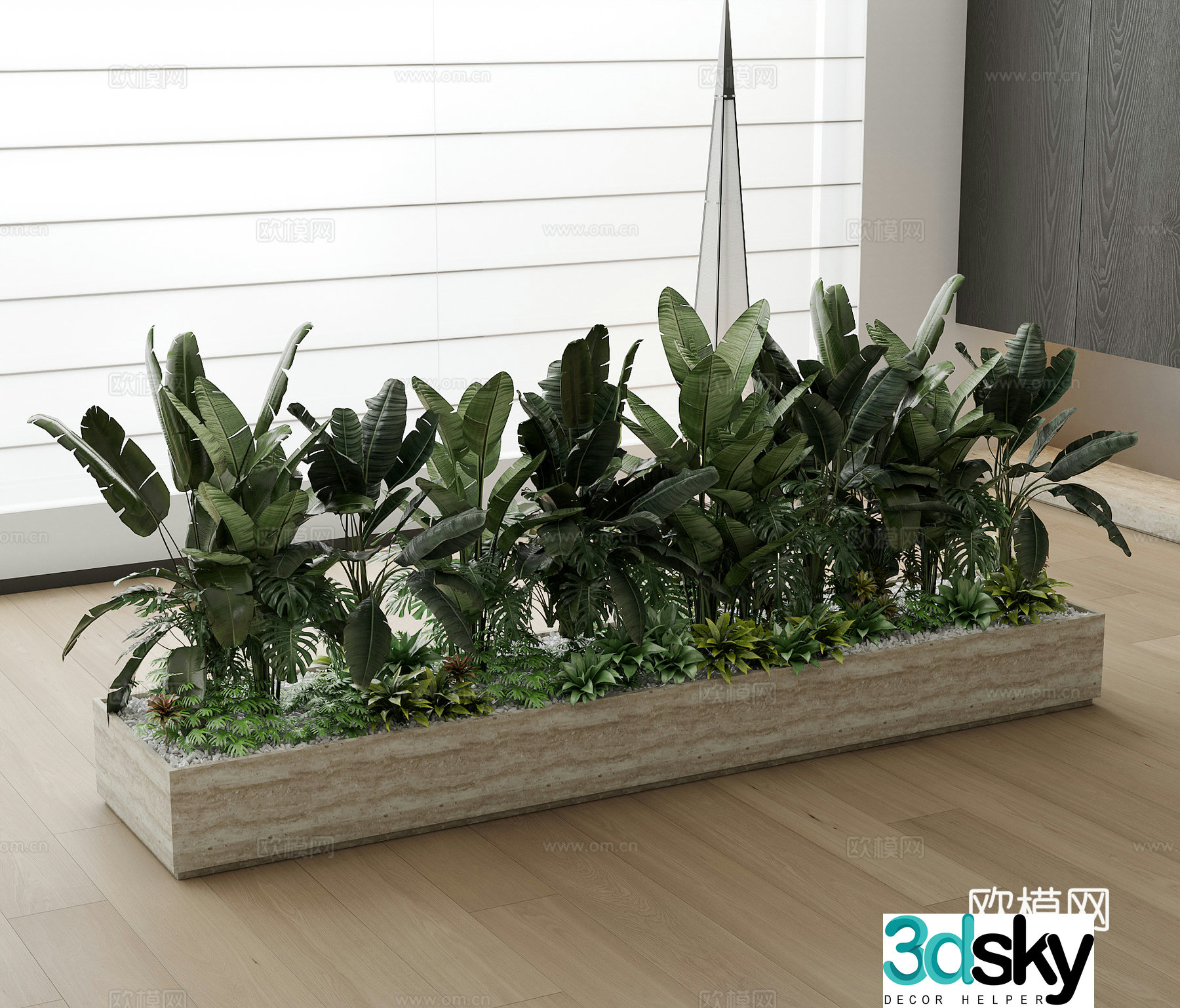 Modern plant pile green plants potted plants bonsai floor lamp 3d model