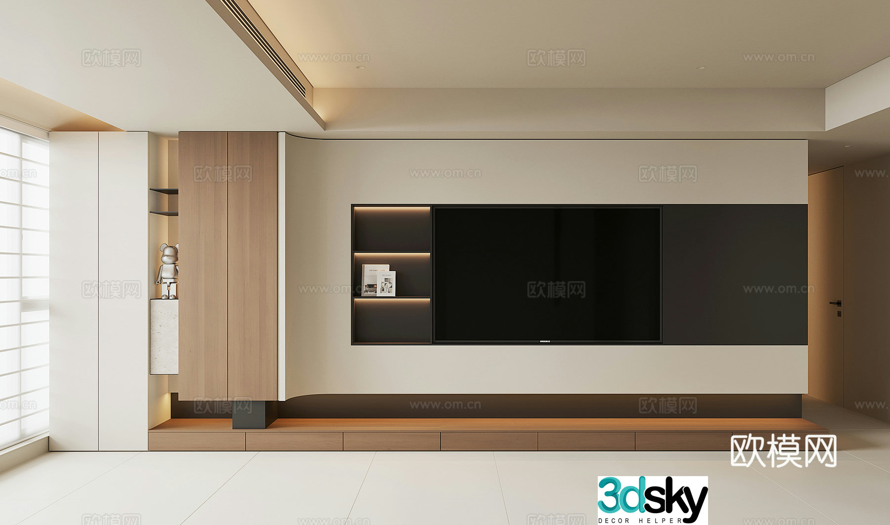 Modern TV background wall 3d model