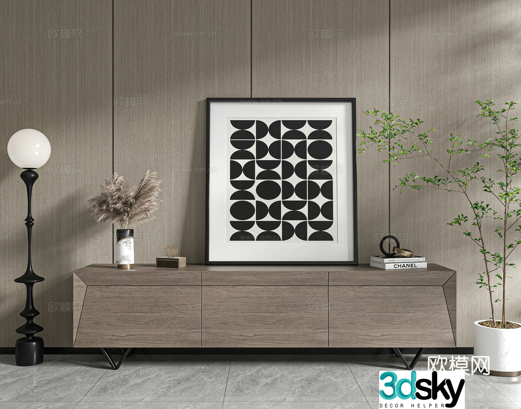 Modern minimalist TV cabinet 3d model