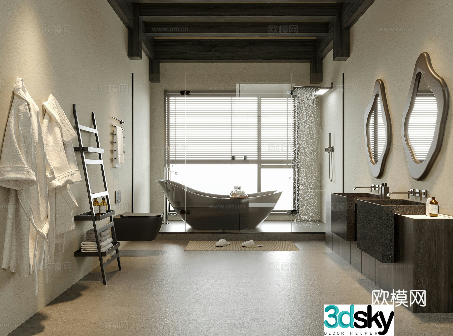Modern villa bathroom hotel bathroom B&B bathroom 3D model