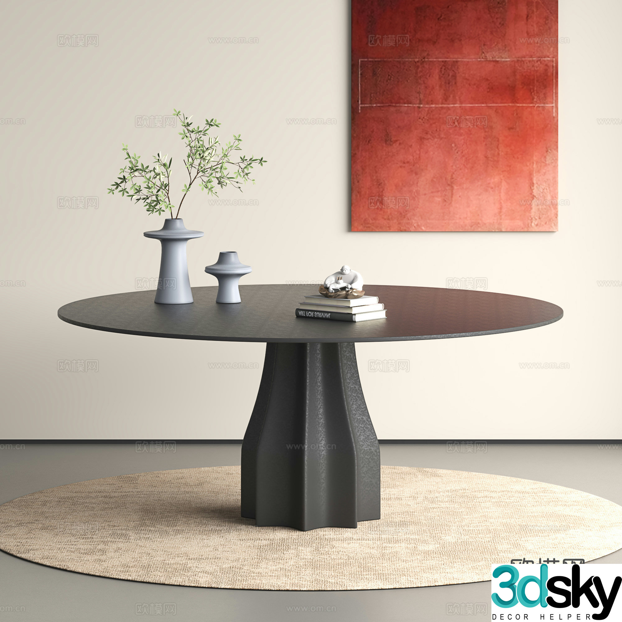 Modern dining table round table 3d model