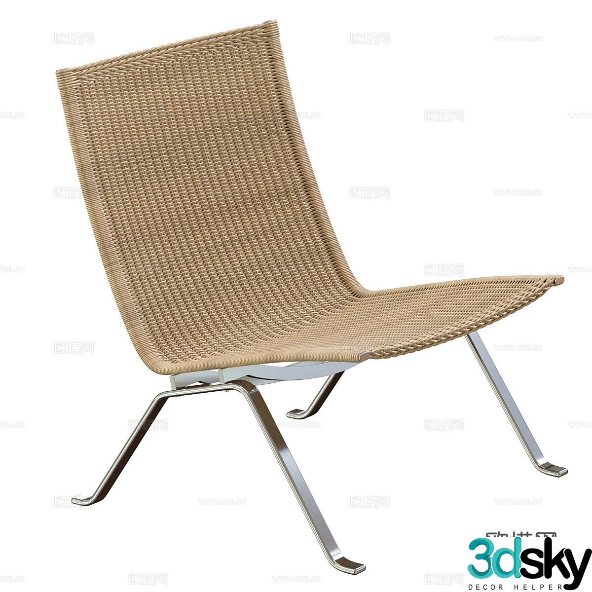 Modern Fritz Hansen Wicker Wicker Chair 3D Model