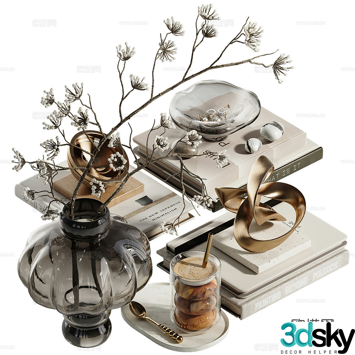 New Chinese light luxury jewelry ornaments combination 3D model
