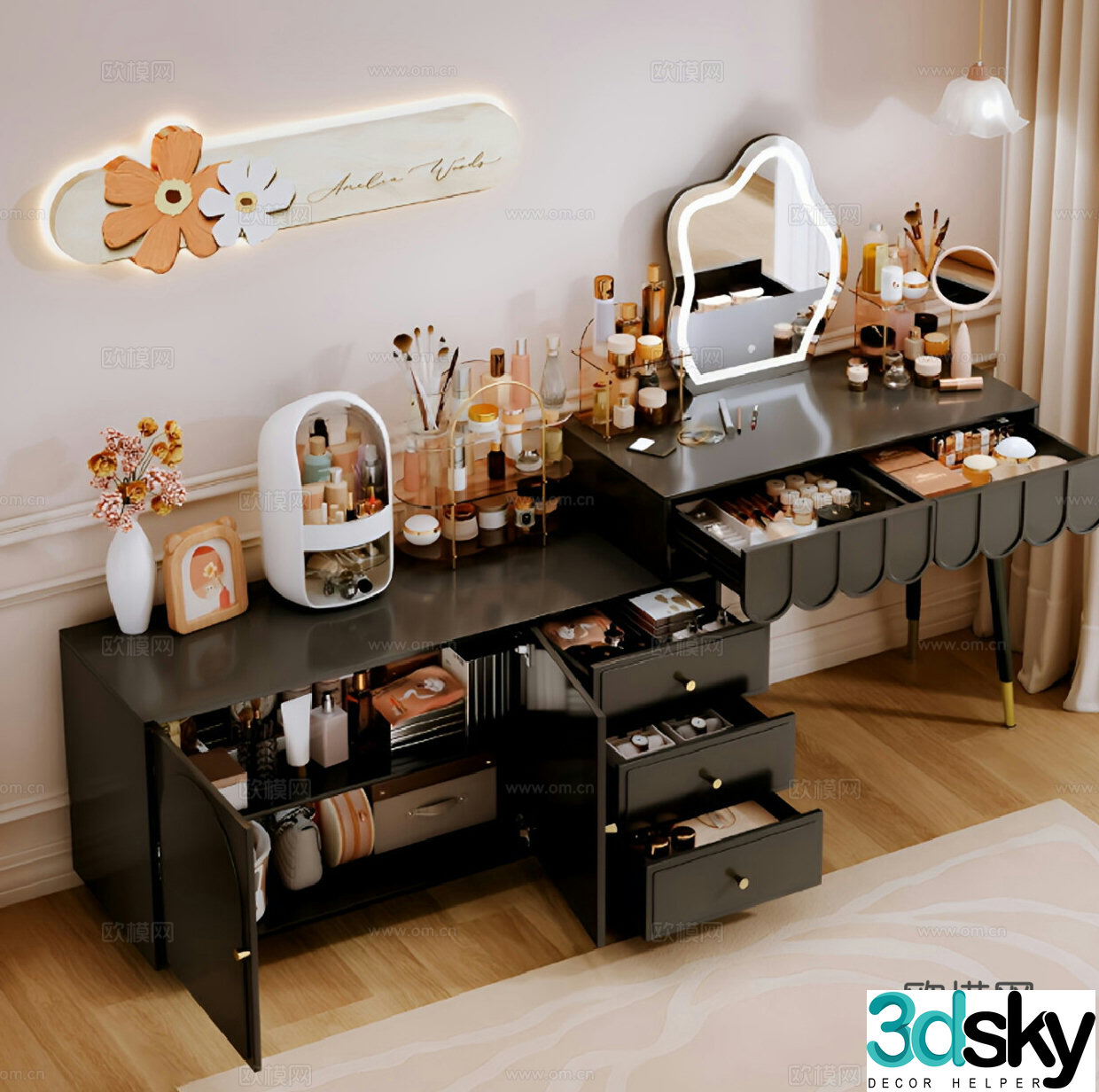 Modern cream dressing table Modern cream dressing table 3d model