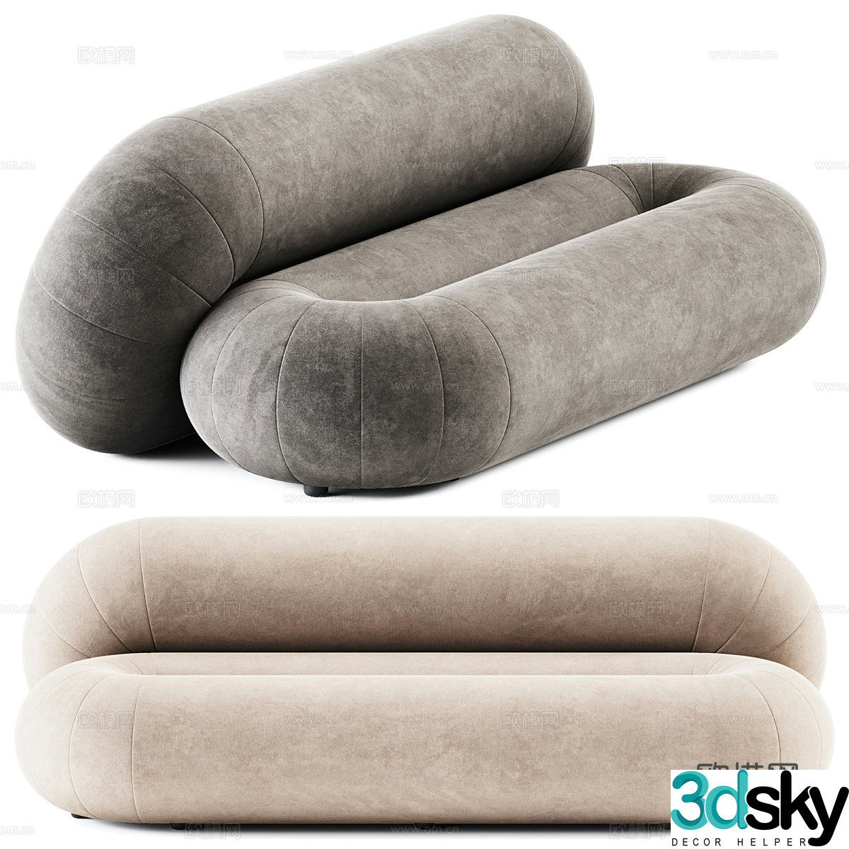 Modern Cream Style Sancal Loop Casual Sofa 3D Model