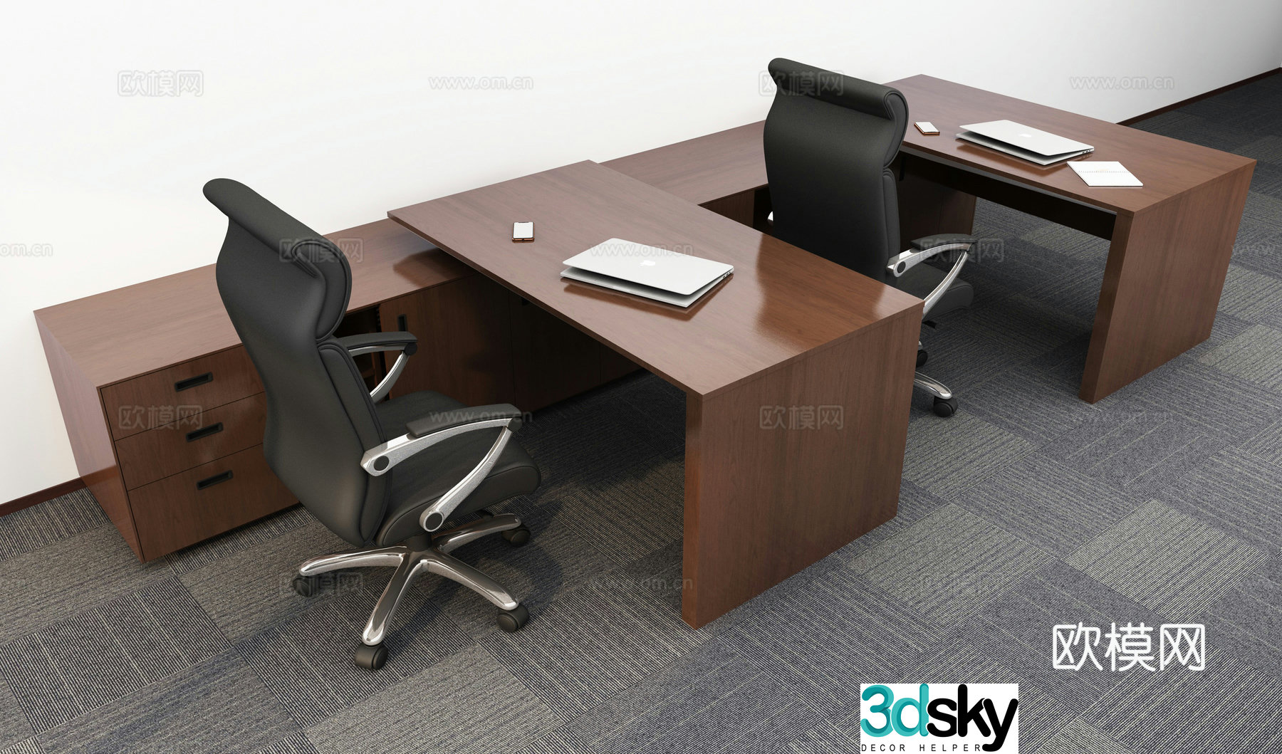 New Chinese style desk combination office desk office chair 3D model