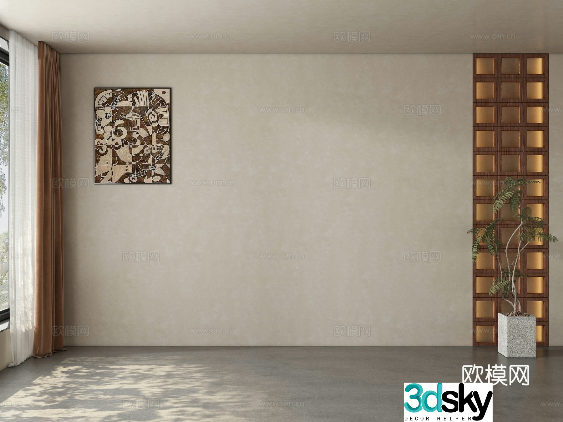 Modern medieval style restaurant tea room background wall 3d model