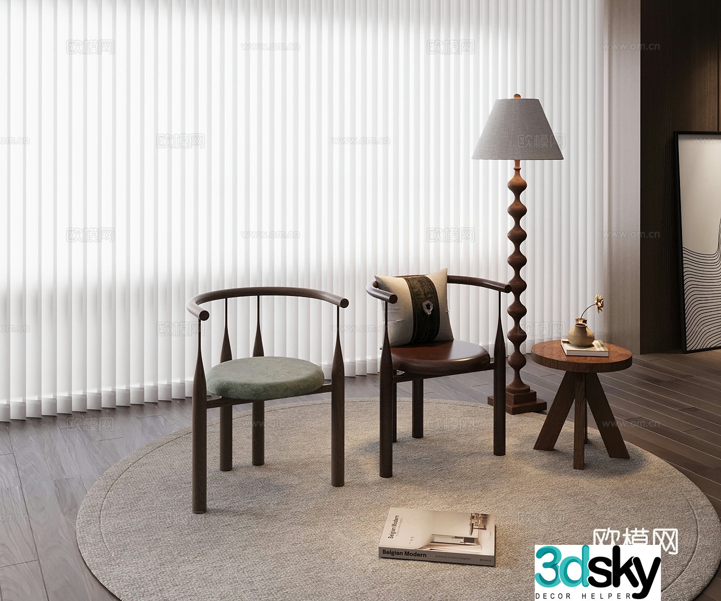 New Chinese single chair 3D model