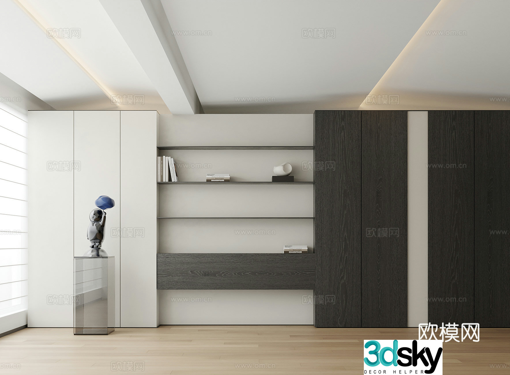 Modern side cabinet bookcase decoration cabinet ornament 3D model