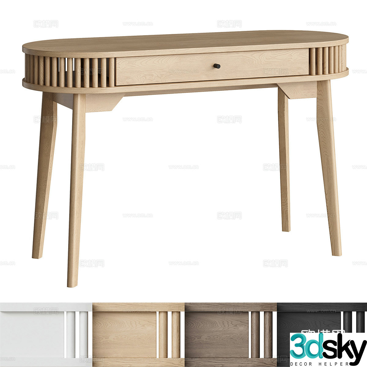 New Chinese Ronald solid wood desk 3D model