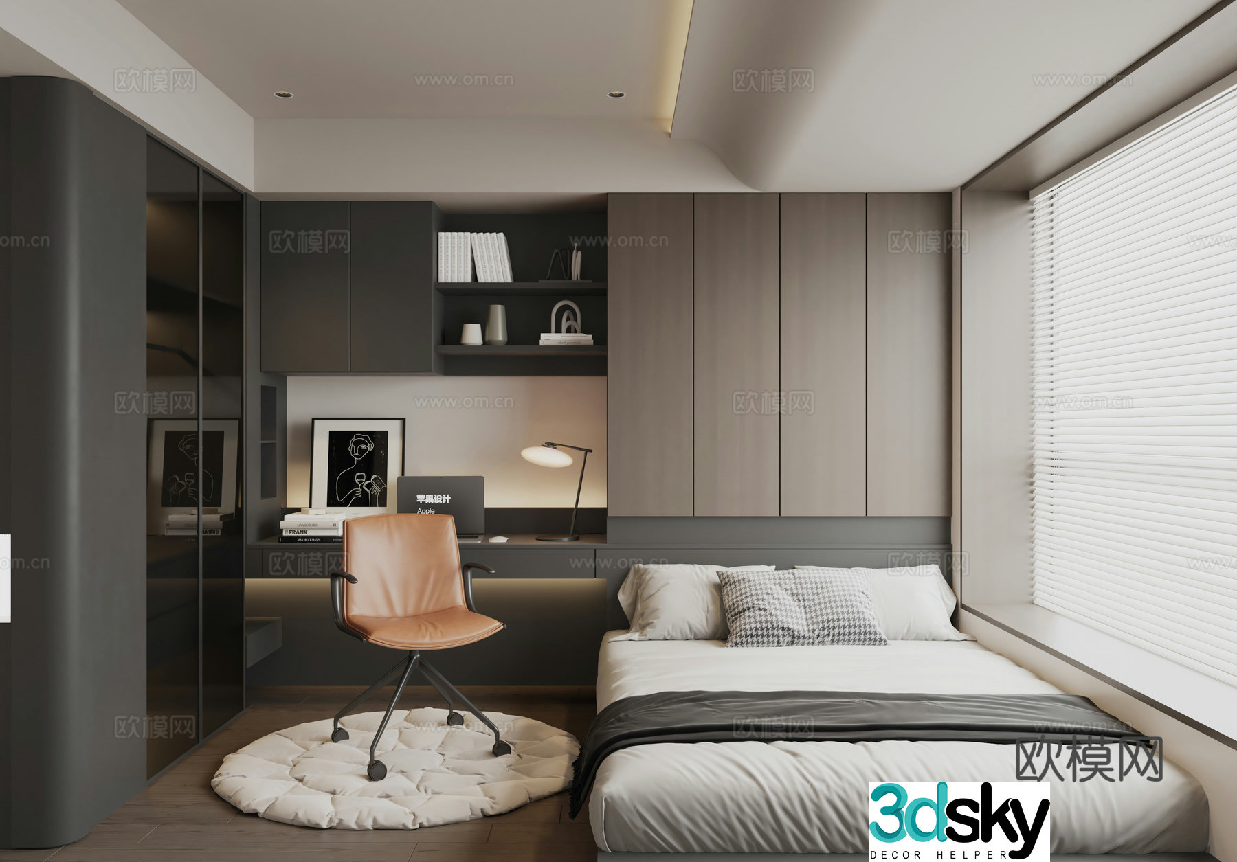 Modern tatami bedroom 3d model