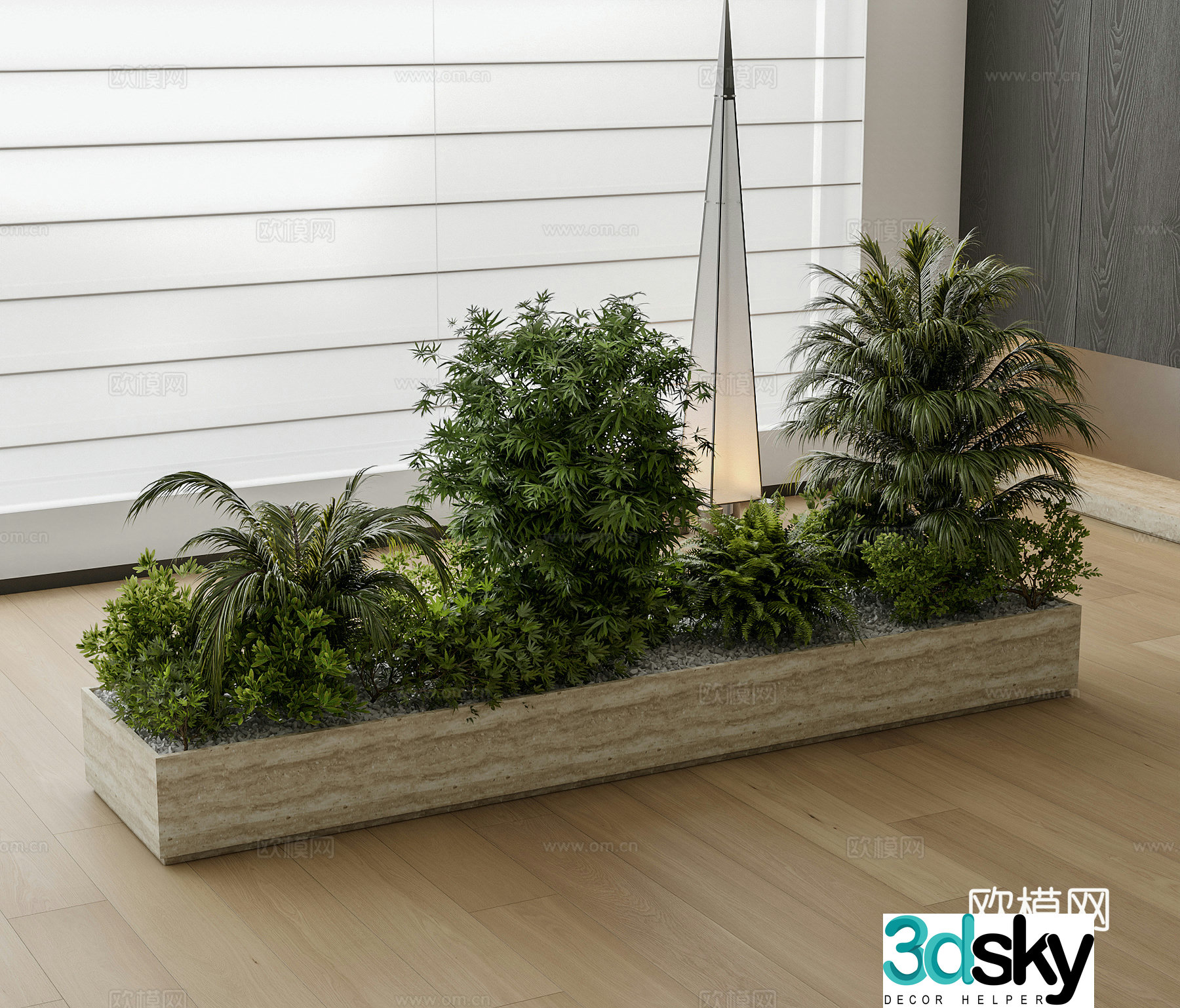 Modern plant pile green plants potted plants bonsai floor lamp 3d model