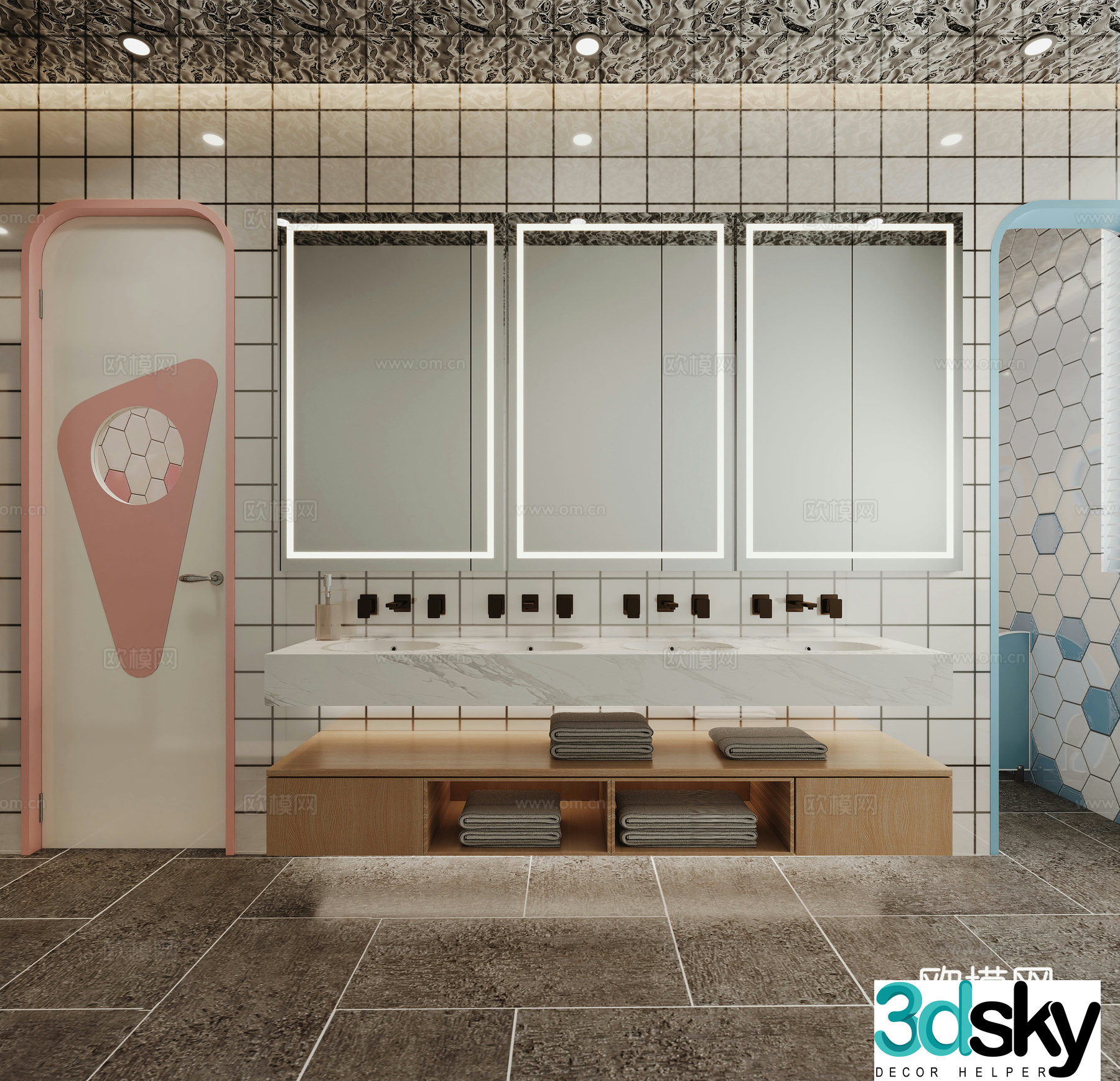 Modern public bathroom 3d model