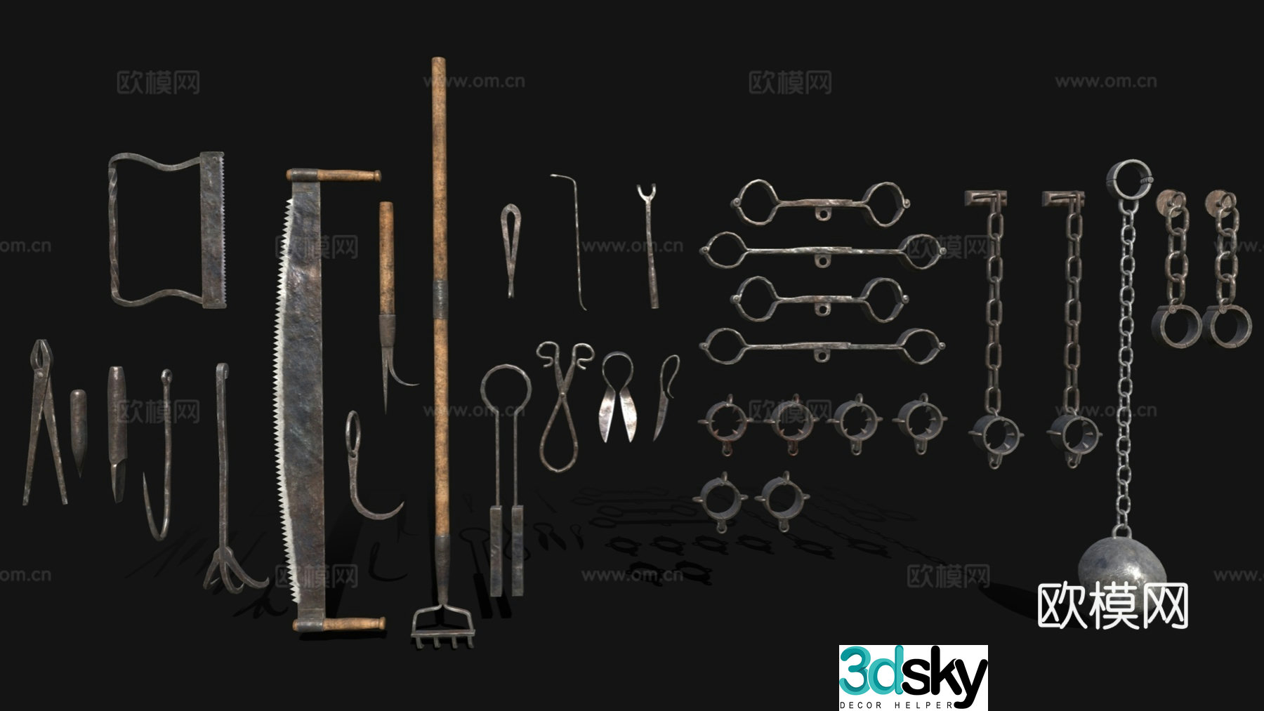 Tools Retro hardware tool combination Hardware farm tools Hardware torture tools 3D model