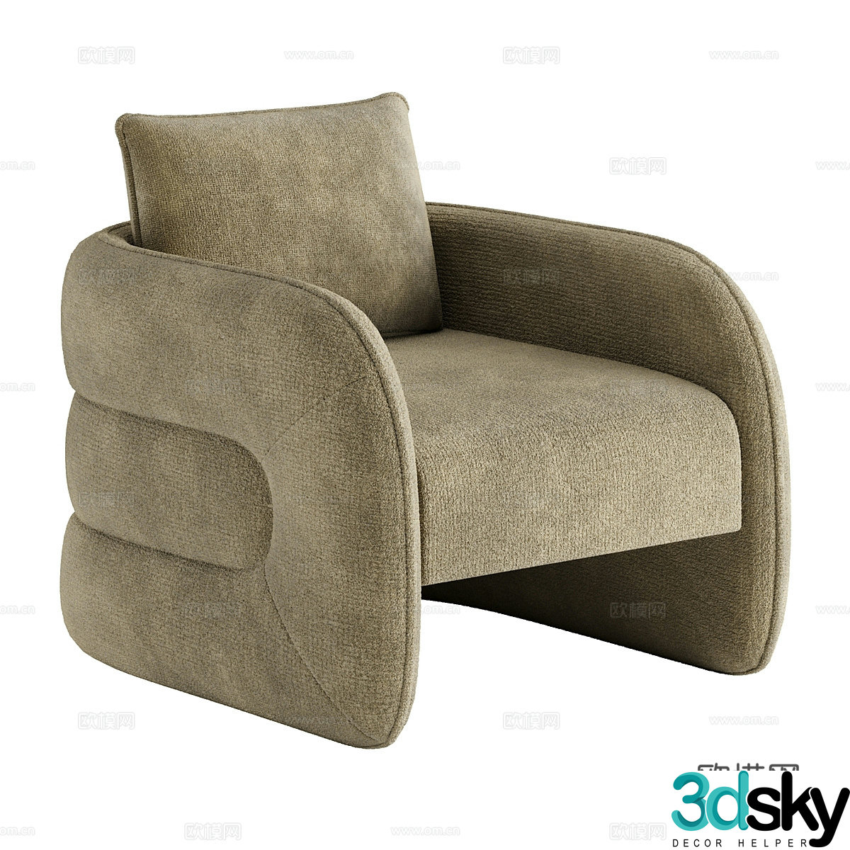 Modern Cream Style Kendra Sofa Chair 3D Model