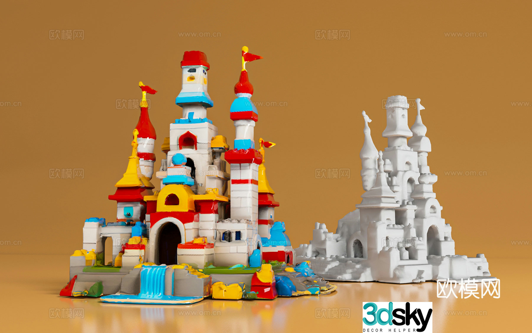 Toy Castle Building Blocks Props Game Scene Cartoon Fantasy Q Version Beauty Chen Atmosphere 3D Model