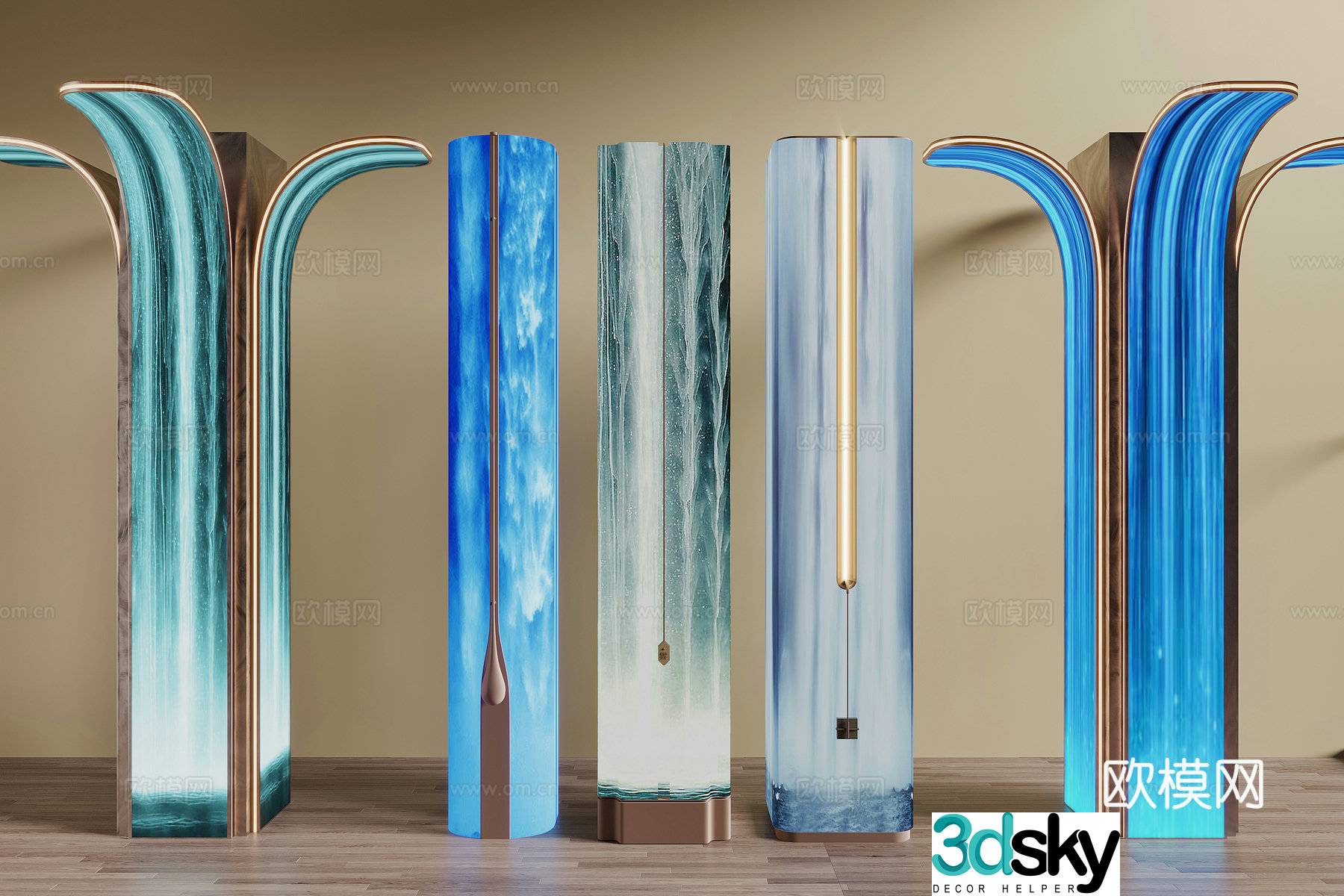 Modern light box column 3d model