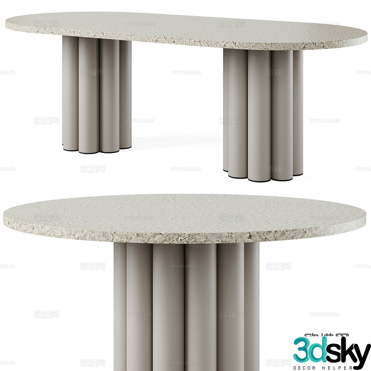 Modern Italian minimalist Cazarina Riner Ambo Dining Table 3D Model