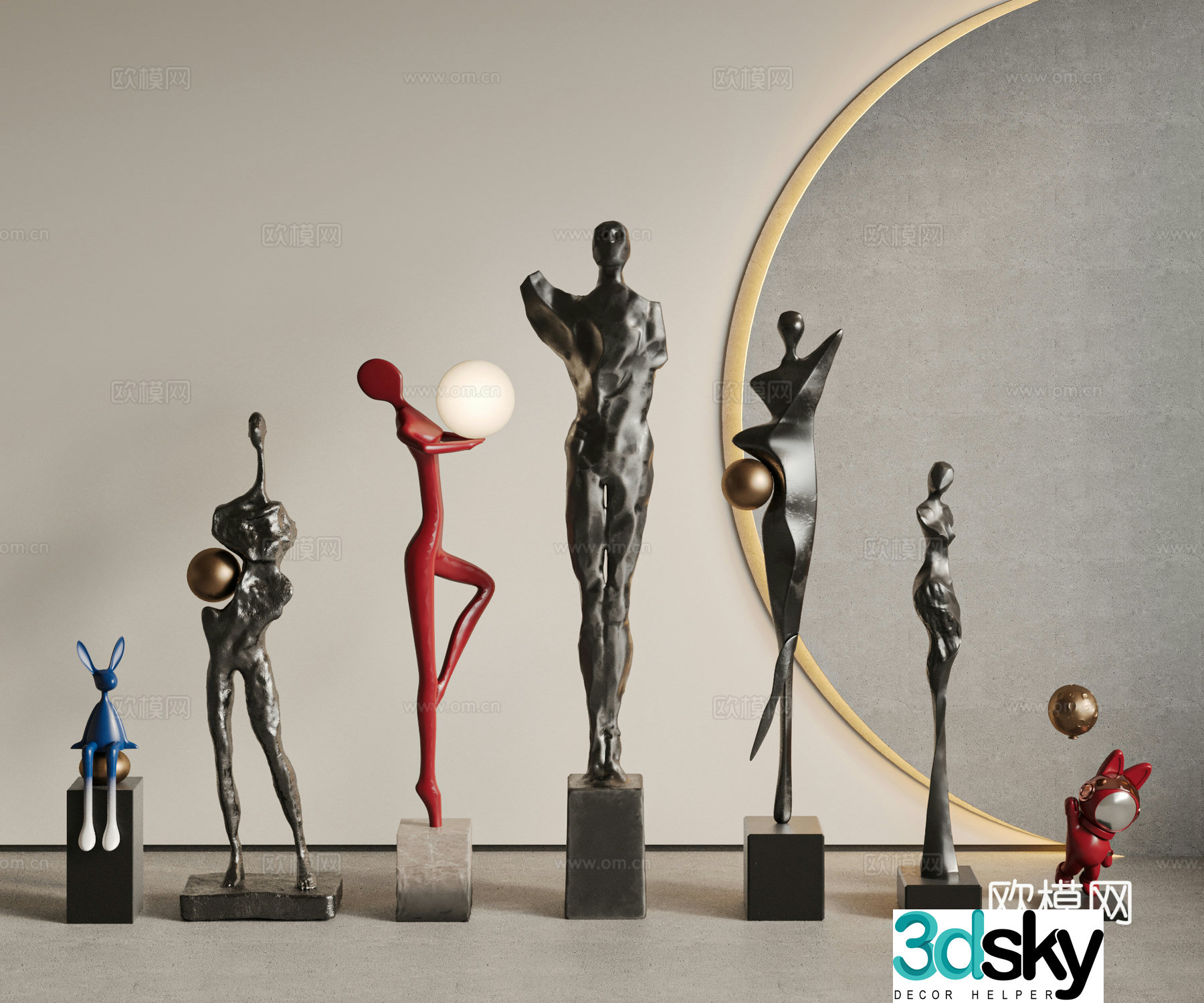 Modern sculpture ornaments combination Italian light luxury sculpture Art sculpture Humanoid sculpture Abstract sculpture 3d model