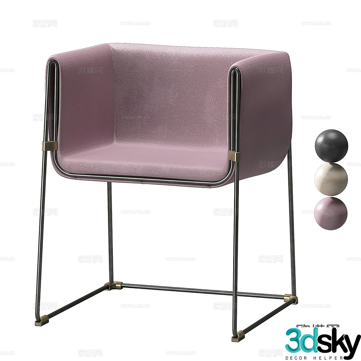 Modern minimalist leather armchair 3d model