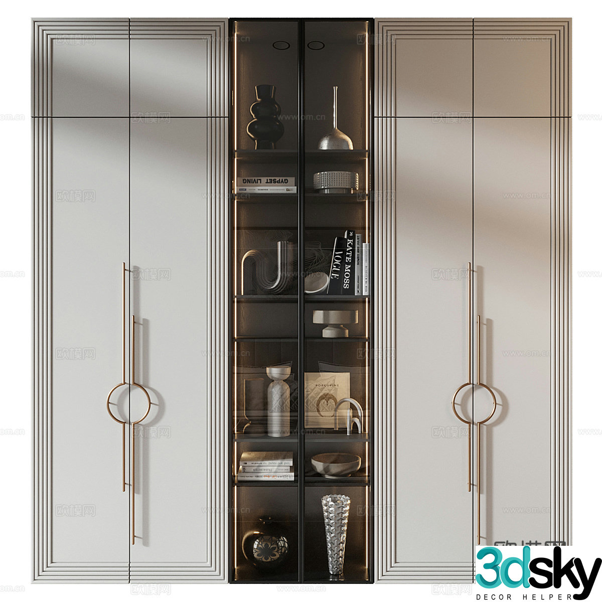 New Chinese style light luxury wardrobe 3D model