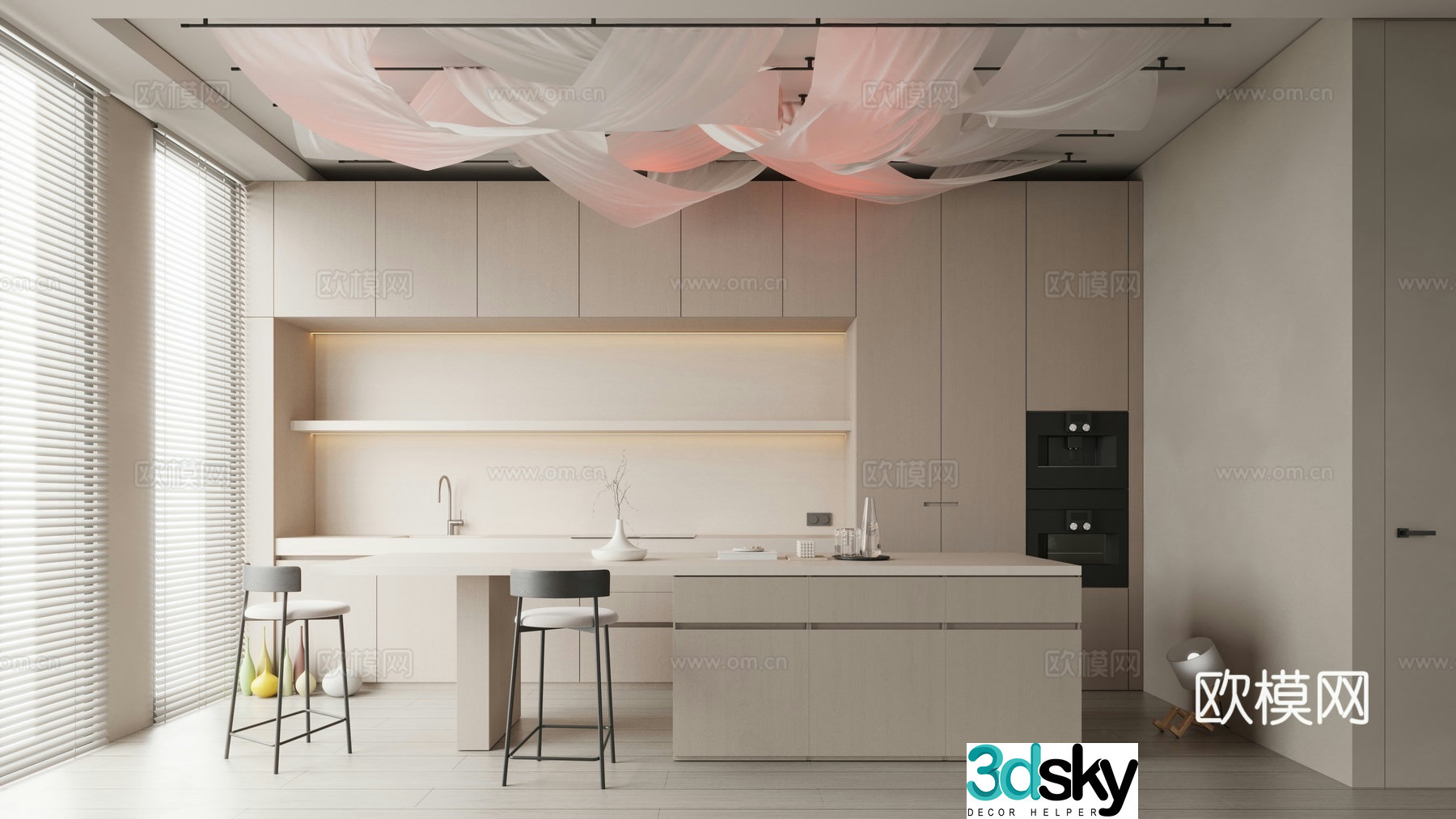Kitchen Restaurant Bar Bar Chair 3D Model