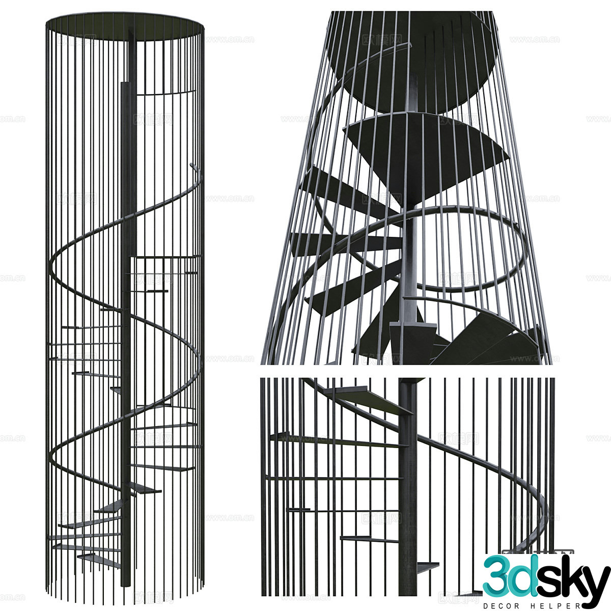 Modern steel structure spiral staircase 3d model
