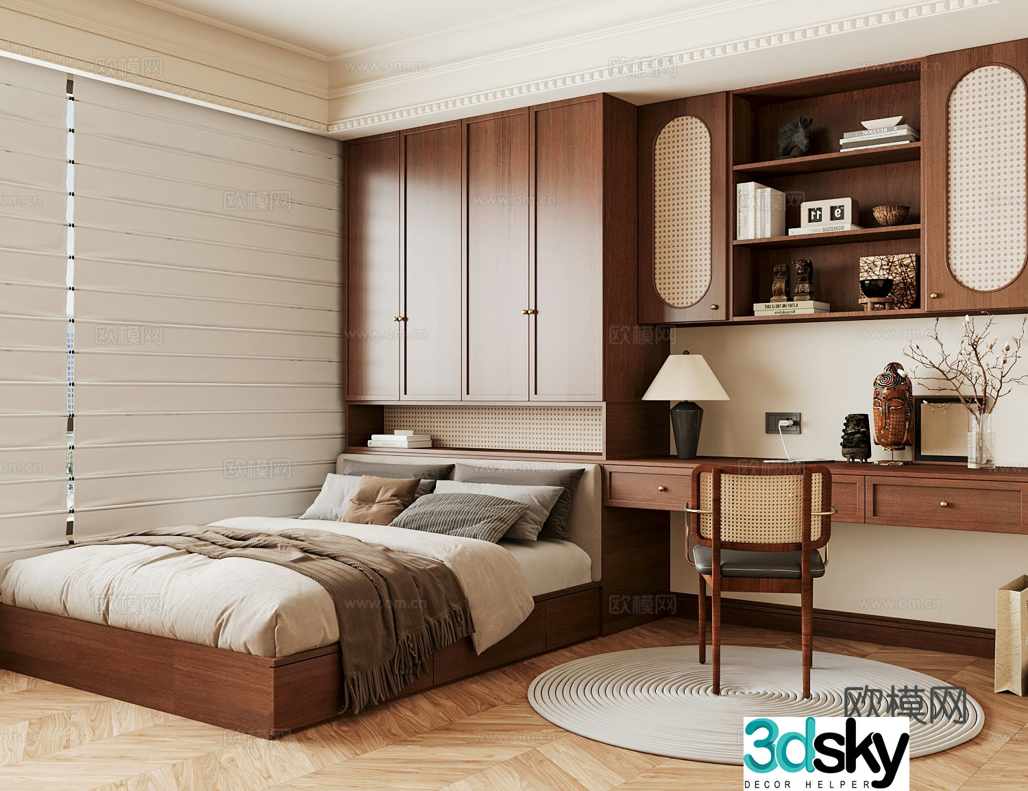 Wasabi Middle Ages Home Bedroom Wasabi Wind Bedroom Secondary Bedroom Master Bedroom Bathroom Window Bedroom 3D Model