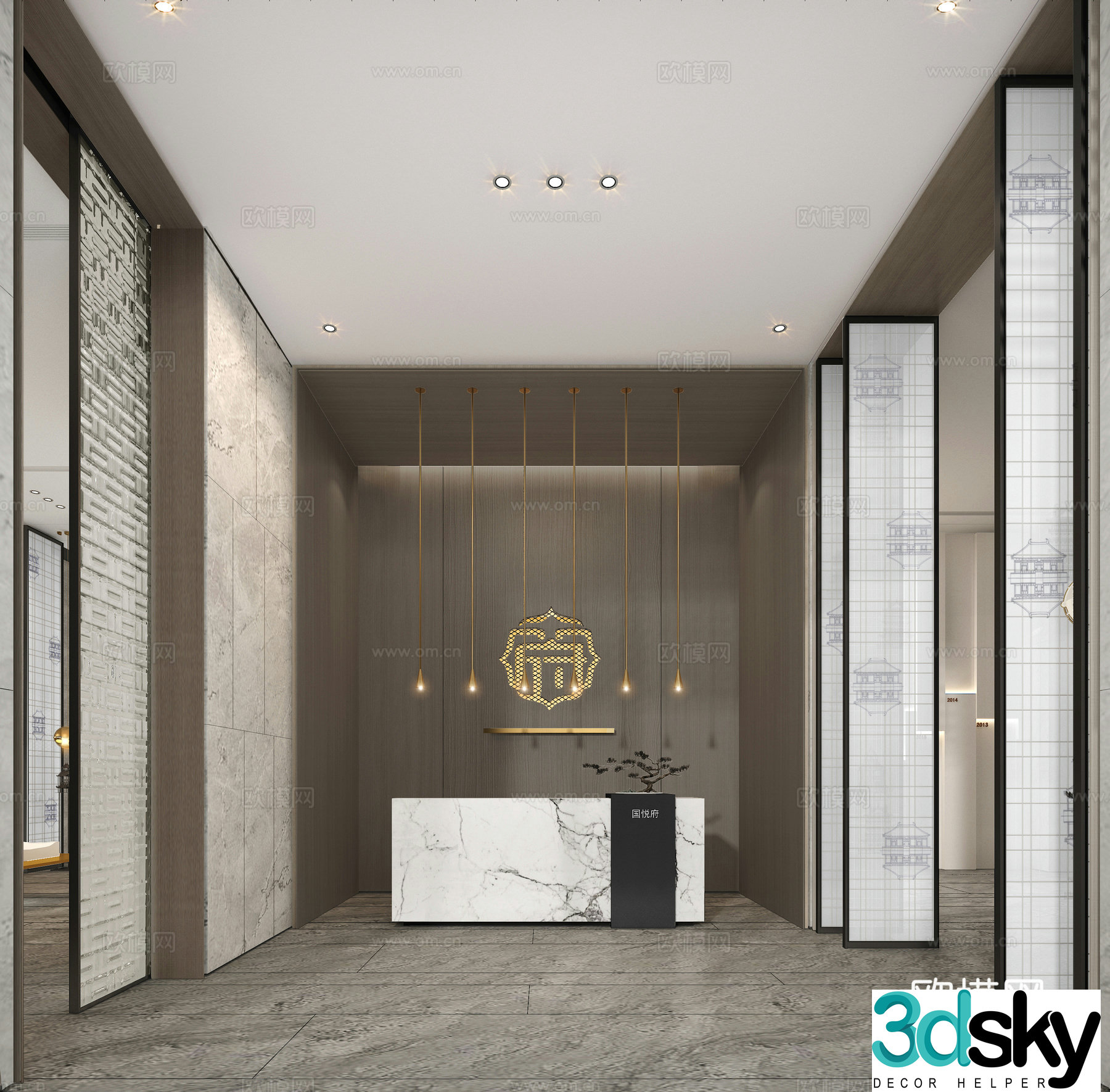 New Chinese sales office front hall 3D model