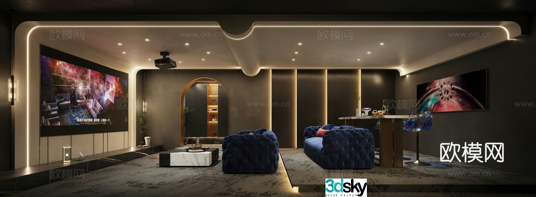 Modern audio studio 3d model