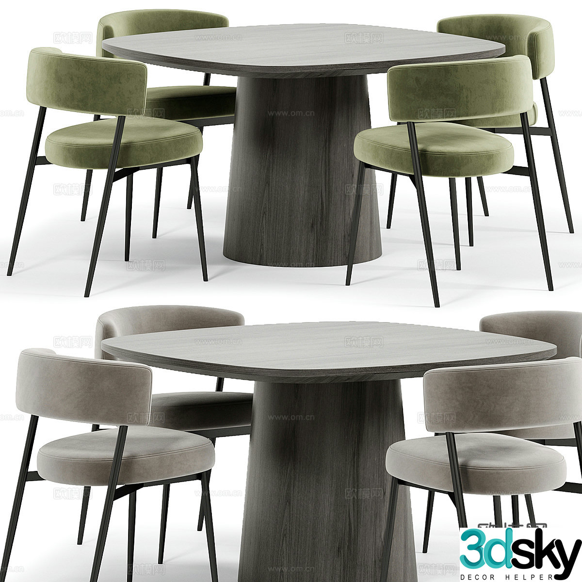 New Chinese dining table and chair 3D model