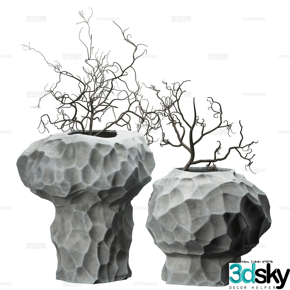 New Chinese style waive vase flower art 3D model