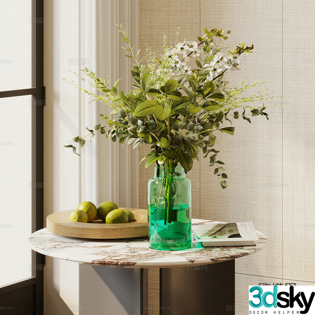 Modern flower art Indoor landscape flower art Living room dining table vase ornaments Hotel lobby flower art ornaments 3D model