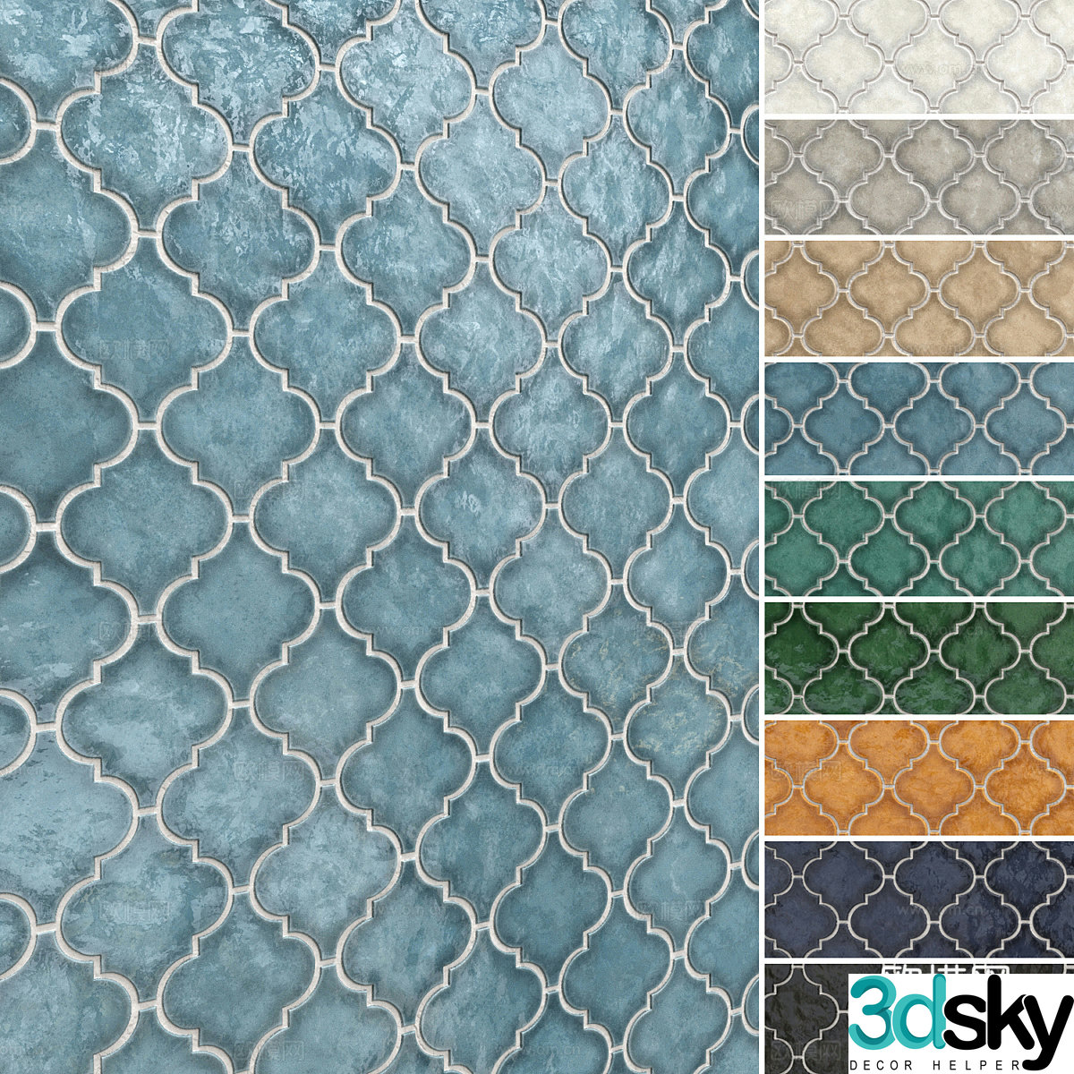 New Chinese style ceramic tiles flower tiles antique tiles 3d model