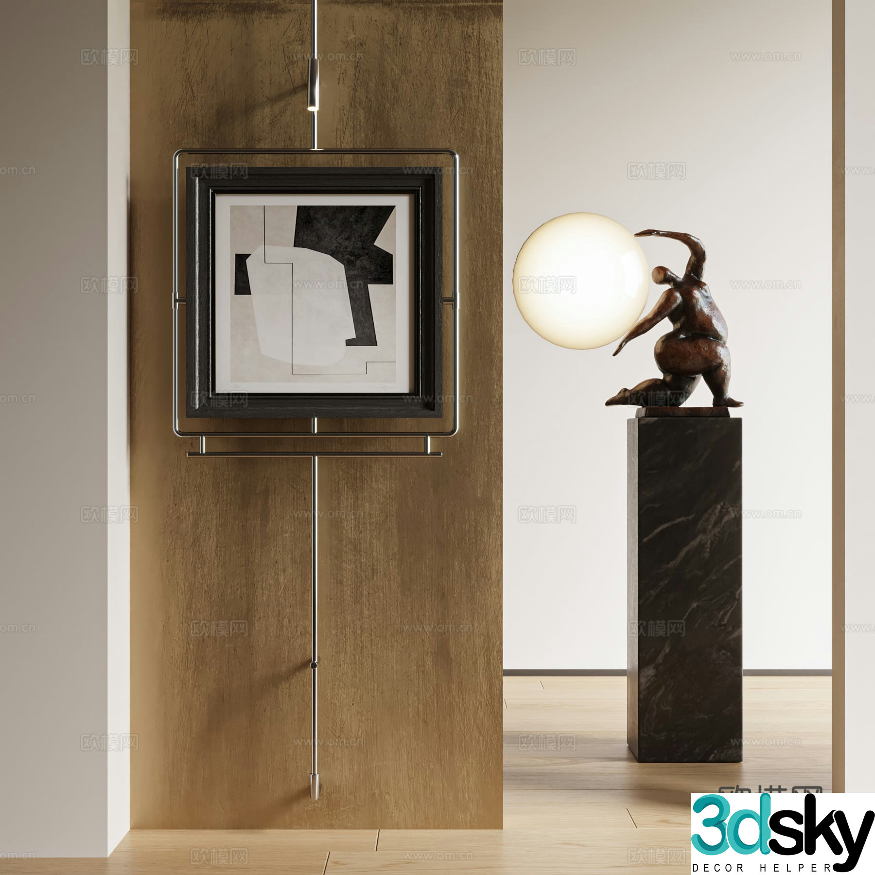 Modern sculpture ornaments Middle style sculpture installation Statue Stainless steel ornaments Bronze statue sculpture 3D model