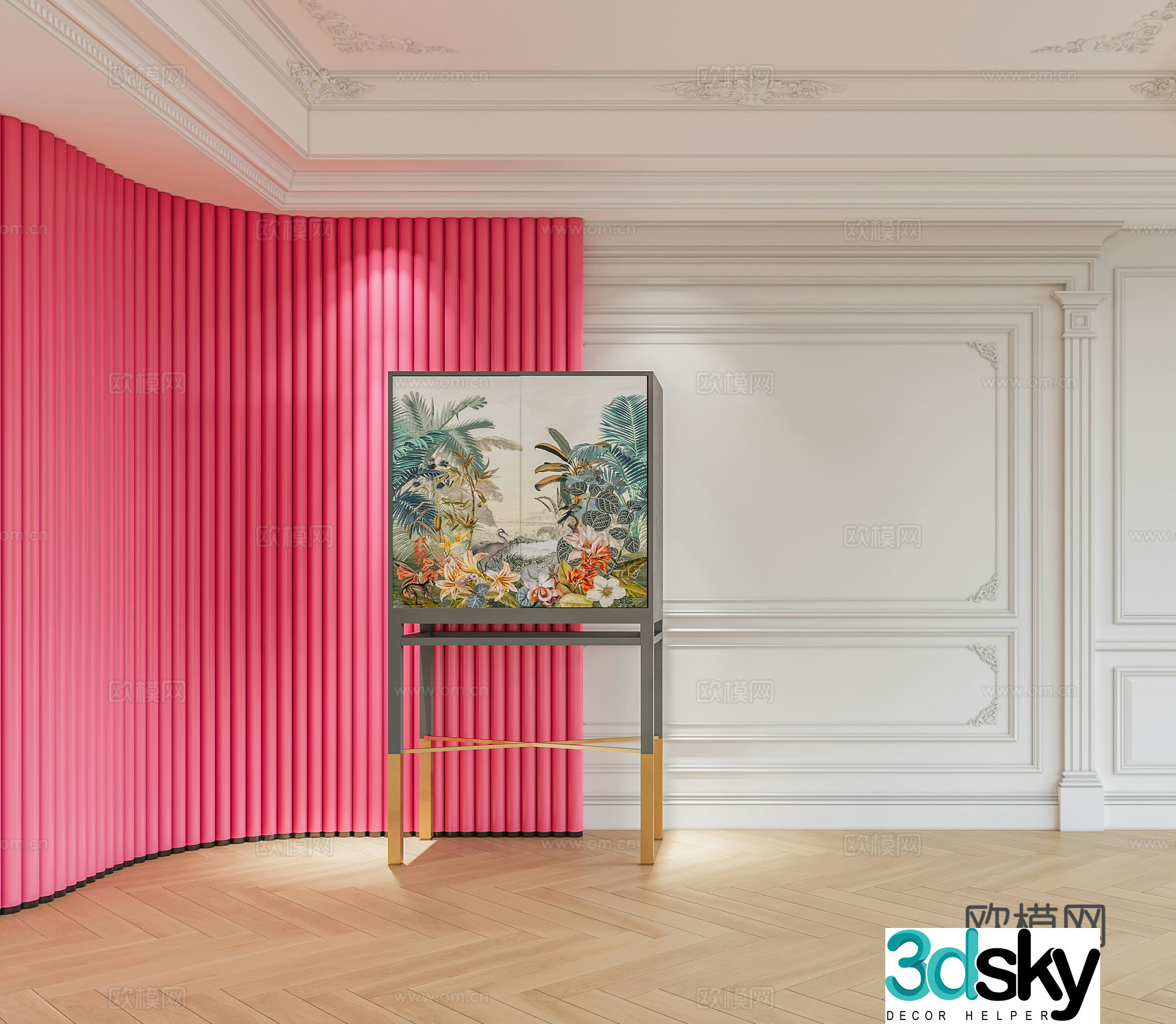 Light luxury high cabinet 3D model