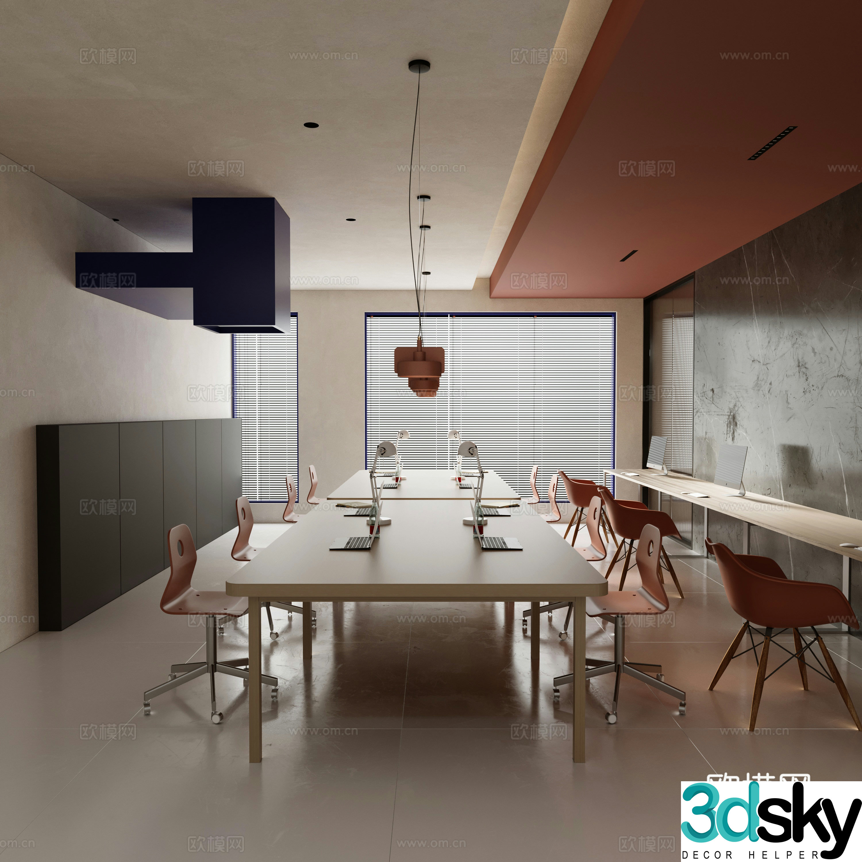 Modern public office area 3d model