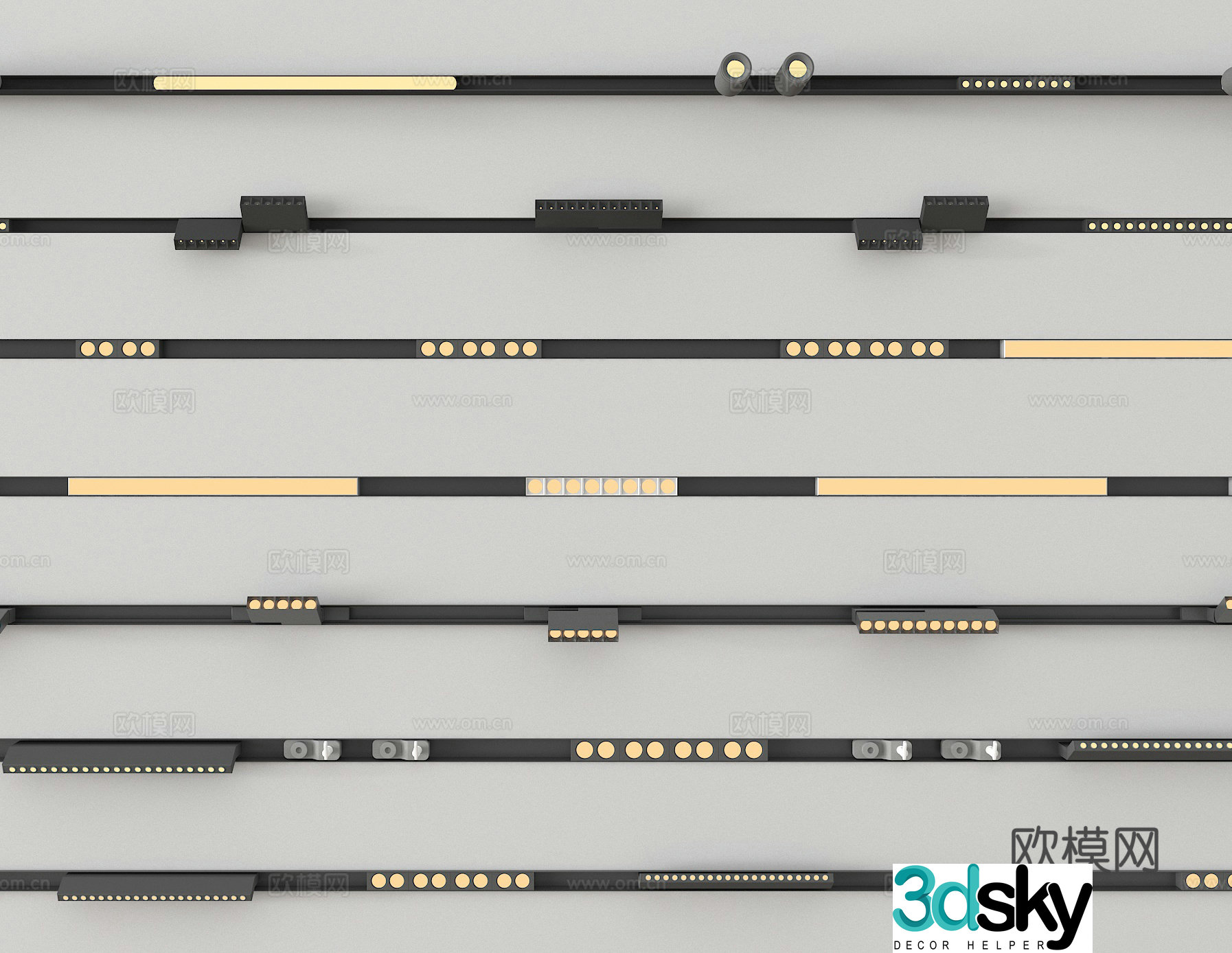 Magnetic lamp track spotlight light strip 3d model