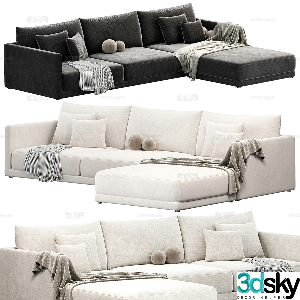Modern Italian Ottoman corner sofa 3d model
