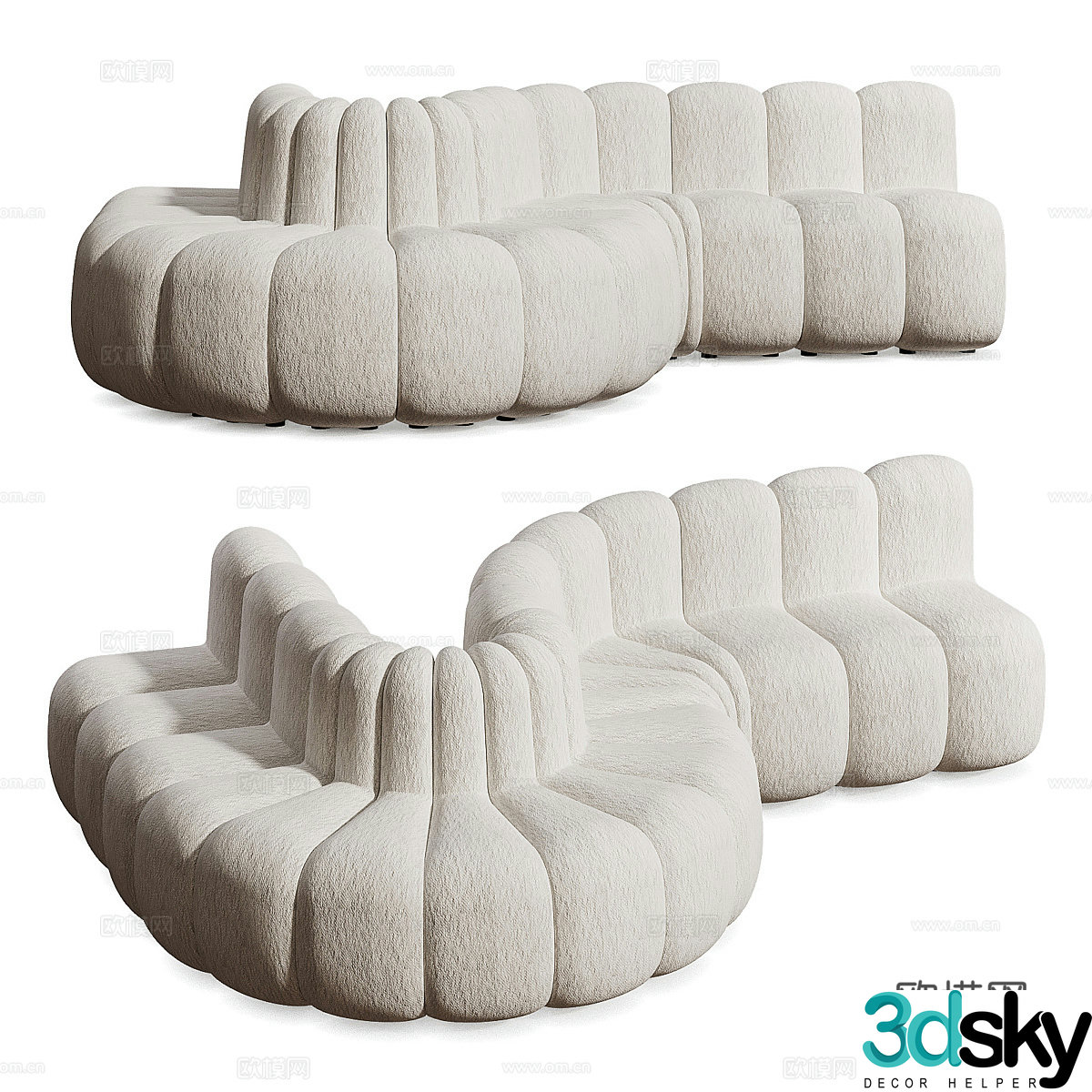 Modern Cream Style Jagger Dining Combination Sofa 3D Model