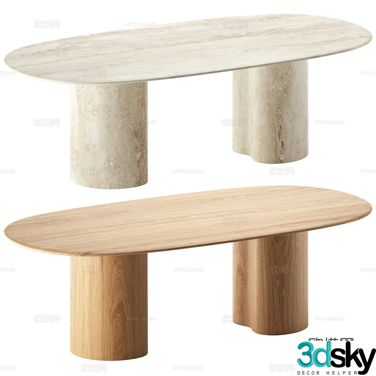 New Chinese style Wasabi Arper GHIA dining table 3D model