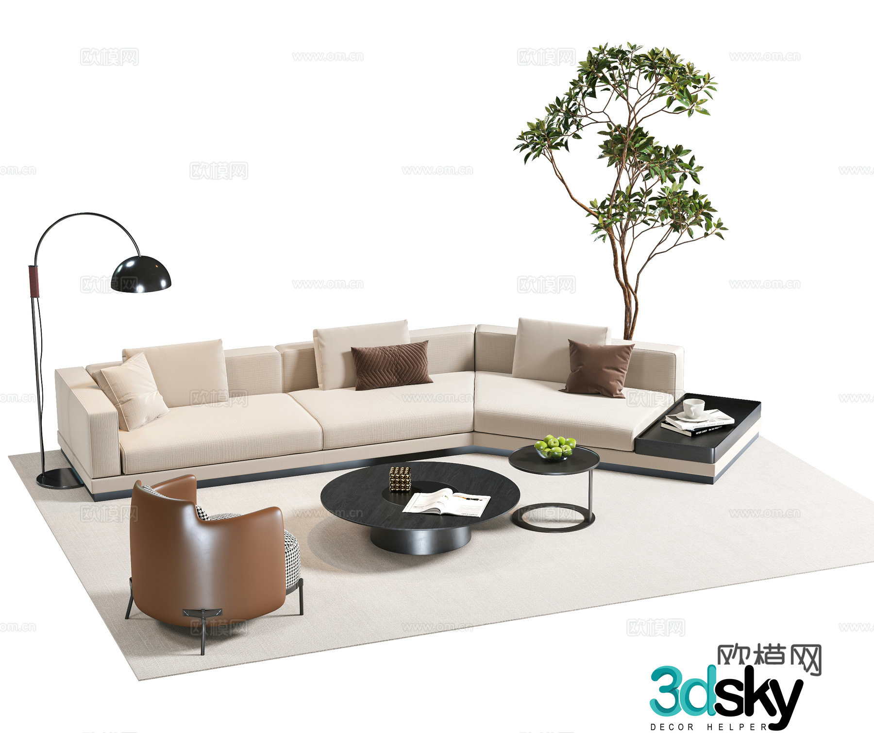 Modern Italian sofa combination office sofa coffee table curved sofa leather sofa Mino3d model
