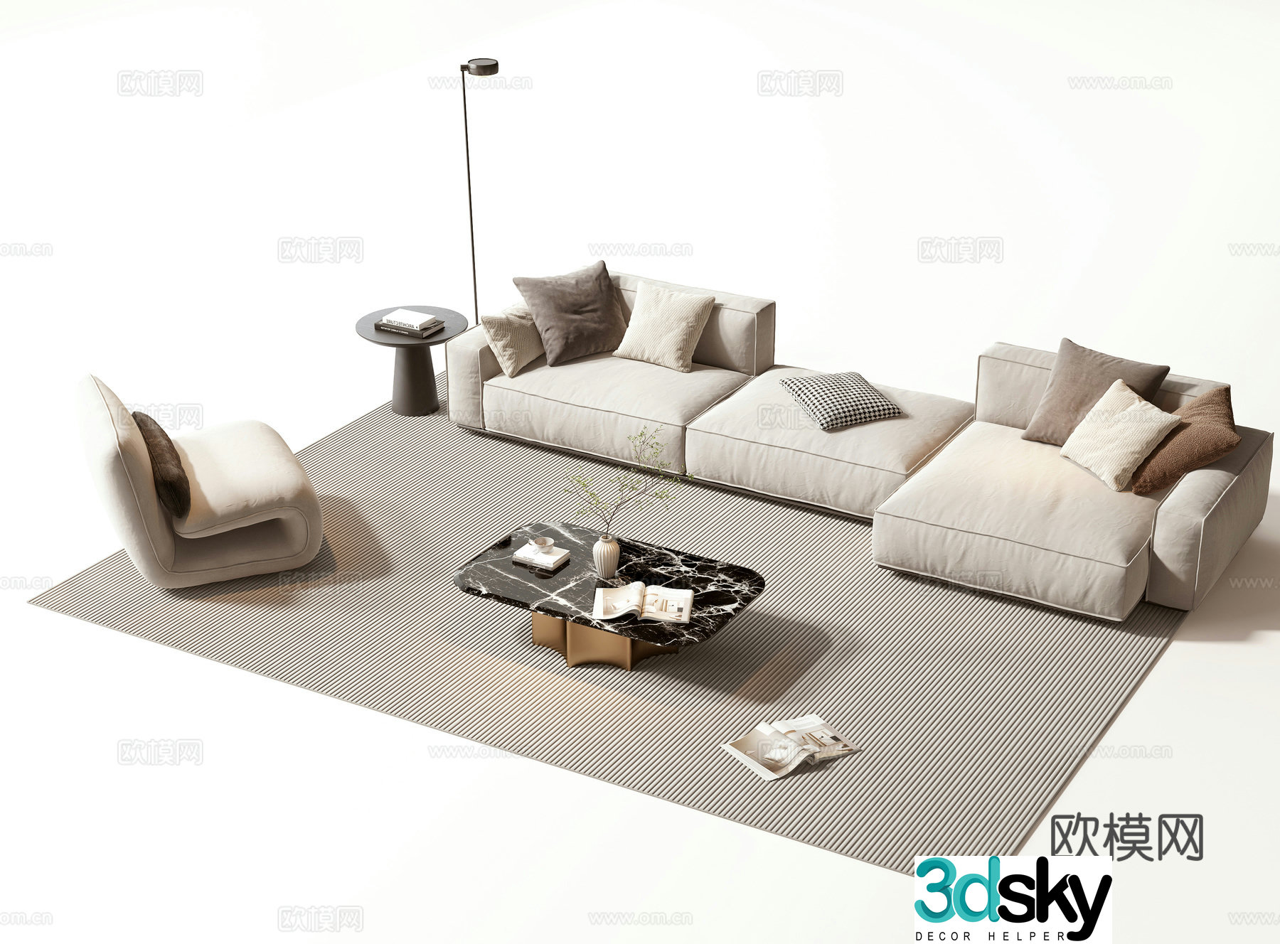 Modern sofa coffee table set 3d model