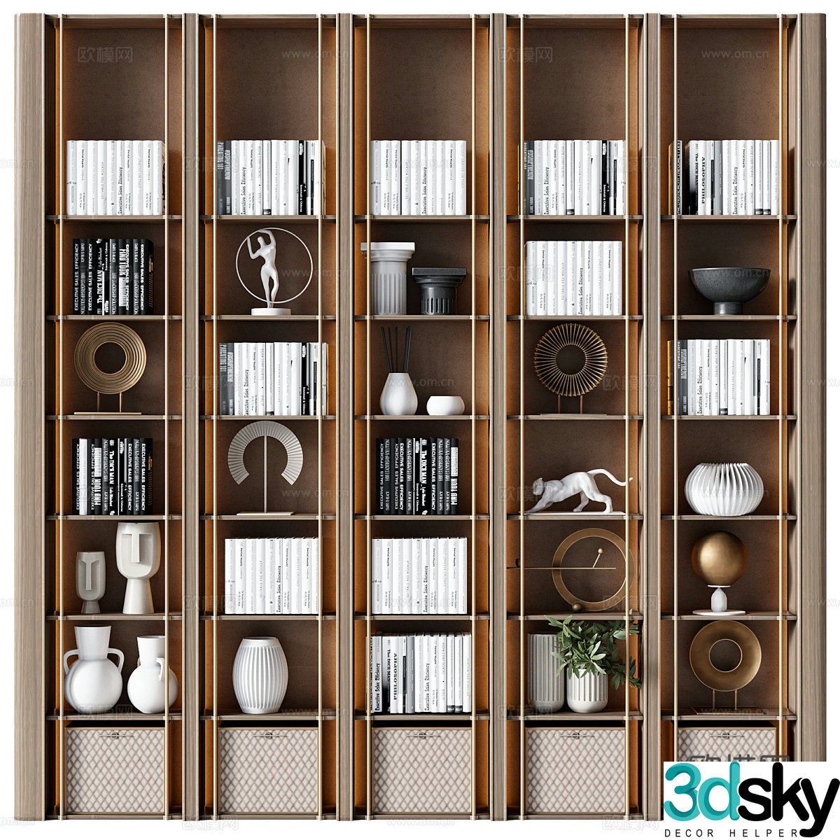 New Chinese style light luxury decorative cabinet bookshelf display rack 3D model