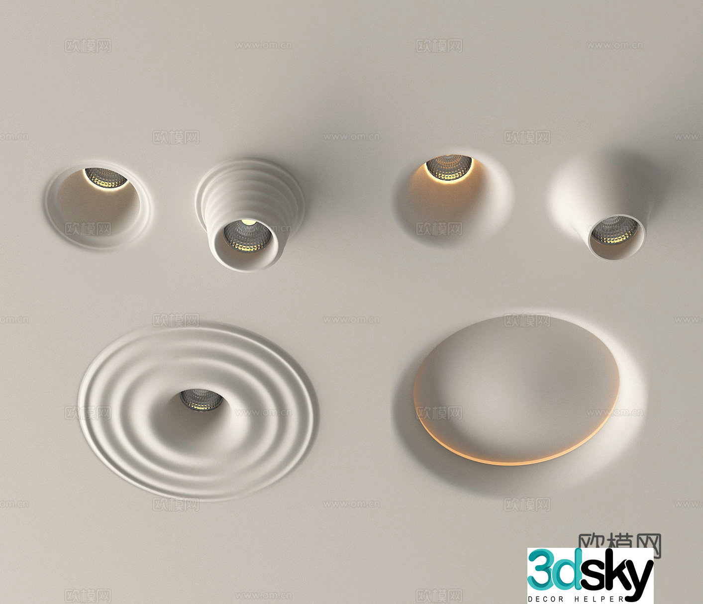 Gypsum spotlight Gypsum lamp Spotlight downlight 3d model