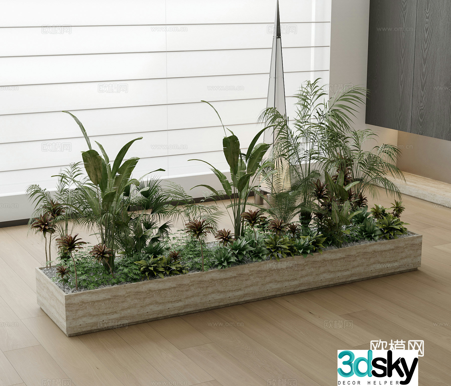 Modern plant pile green plants potted plants bonsai floor lamp 3d model