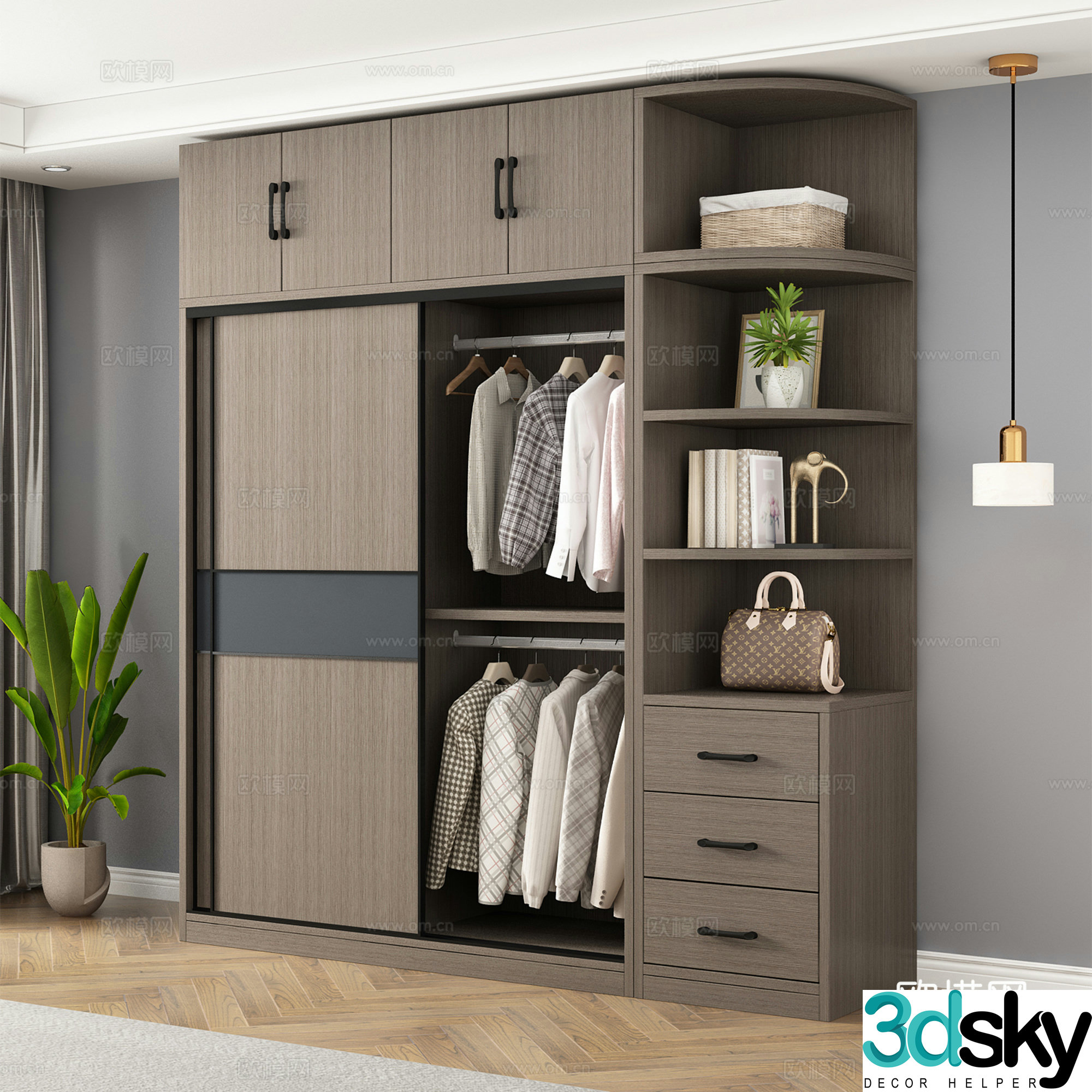 Nordic sliding door wardrobe 3d model