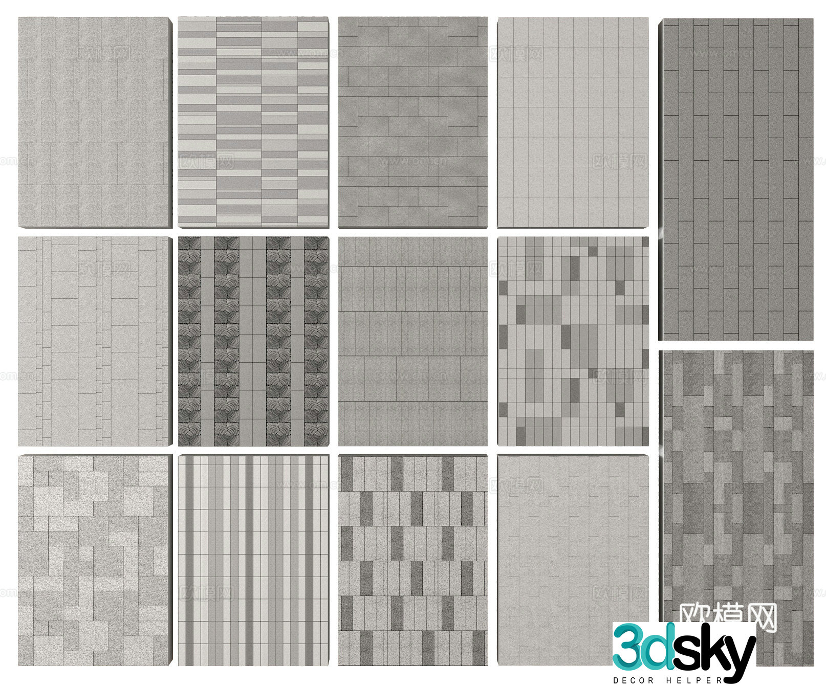 Ground paving garden road paving stone road 3D model