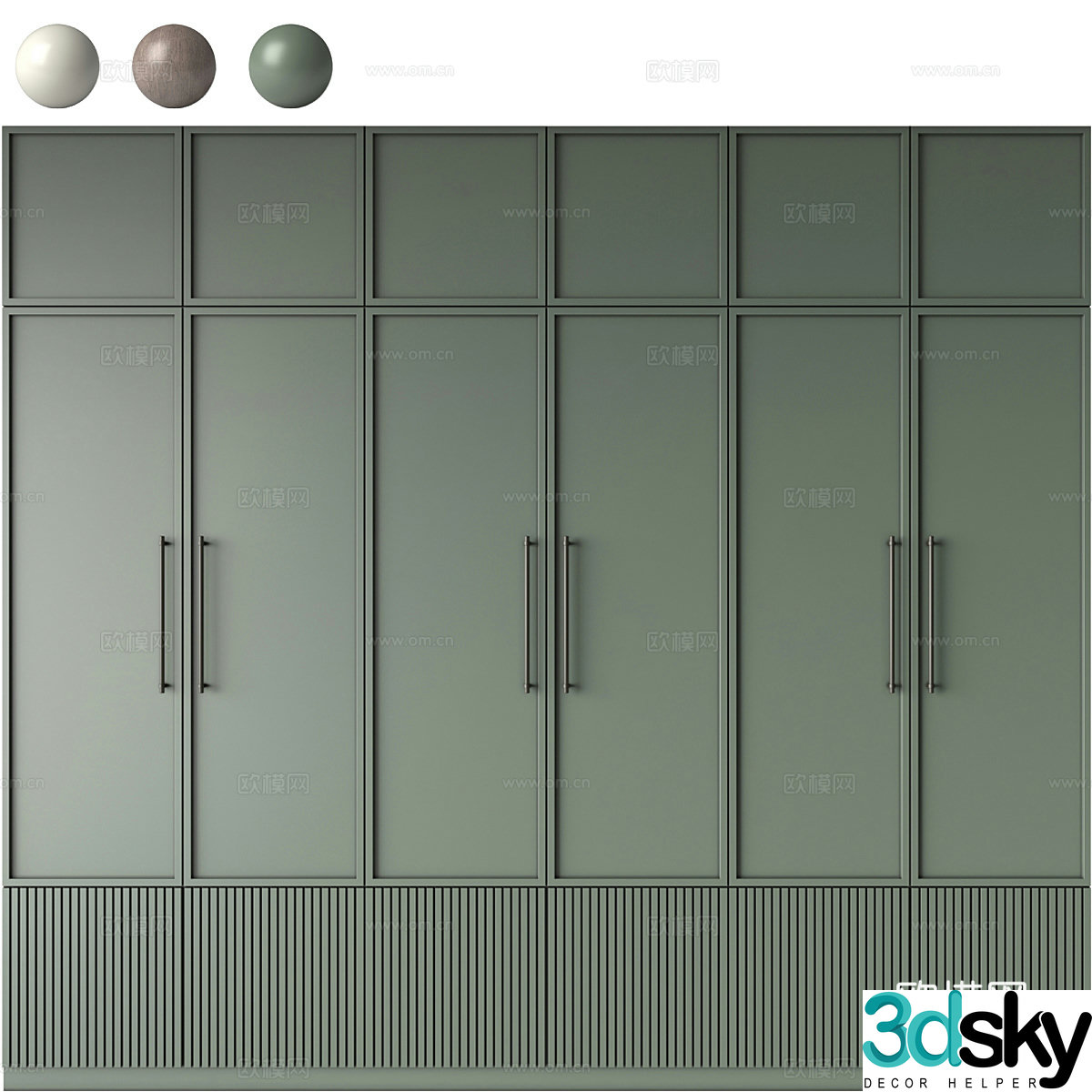 New Chinese style light luxury door wardrobe 3D model